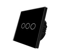 Panel de cristal 86 x mm, 1 unidad, vía, luz inteligente, interruptor táctil pared blanco, 220 V(3Gang1way Black)