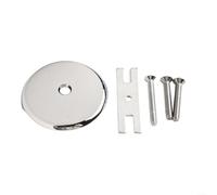 Panel de cubierta de desbordamiento de un solo agujero para drenaje de bañera con material de latón, placa de montaje y tres tornillos (plateado)