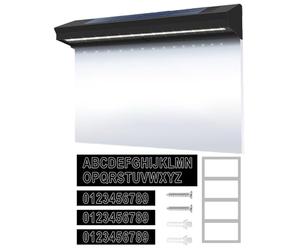 Panel de dirección solar - 31,6 x 5,6 x 21,6 cm, moderno, brillante, ABS, impermeable, pantalla del número de casa con luz solar de larga duración de 2 modos | Panel de casa de patio exterior para