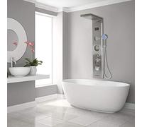 Panel de Ducha Columna de Ducha de Hidromasaje con Pantalla LCD Sistema de Ducha Multifuncional de Baño de Acero Inoxidable Cepillado