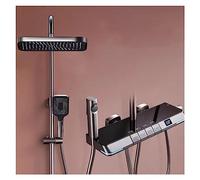 Panel de ducha, grifo del sistema de ducha de baño digital LED, grifos de baño en cascada de pared, pie de ducha de lluvia Piano Digital Sett (0522-HOT Cold-Grey-G1/2)
