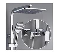 Panel de Ducha, Sistema de Ducha termostático LED Smart Digital Depily Depily Daught Wall Mount Square Head Bath Bath Faucet Aqiong