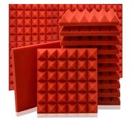 Panel de espuma acústica (6/12/24 piezas) Panel de espuma acústica Espuma insonorizante Estudio Esponja acústica Tratamiento acústico de pared Para Coche, Estudio y Hogar(Red,12 Pcs With Tapes)