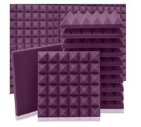 Panel de espuma acústica (6/12/24 piezas) Panel de espuma acústica Espuma insonorizante Estudio Esponja acústica Tratamiento acústico de pared Para Coche, Estudio y Hogar(Purple,24 Pcs With Tapes)