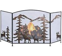 Panel de Fuego de Hierro, Barrera de Llama de Chispa, Pantalla de protección de Pantallas de Chimenea Extra Ancha de 3 Paneles Plegables, Cubierta de protección de chispas de Fuego Vintage con patrón