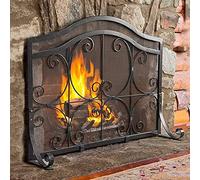 Panel de Fuego de Hierro, Barrera de Llamas de Chispa, Pantalla de Guardia Panel único para Acabado de Oro Pantalla de Chimenea, protección contra chispas de Hierro Forjado Vintage con Malla de Metal