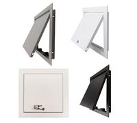 Panel de inspección de paneles de yeso, cubierta de acceso de metal empotrada, puerta de acceso con cerradura, con llave y cerradura, oculta tuberías, cables y medidores para un aspecto limpio (gris