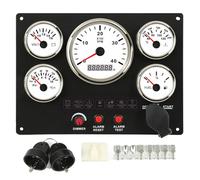Panel de Instrumentos para Barcos, Tacómetro de 4000 RPM, Nivel de Combustible, Temperatura del Agua, Medidor de Presión de Aceite, Voltímetro, Juego de 5 Indicadores, para Motor (esfera blanca)