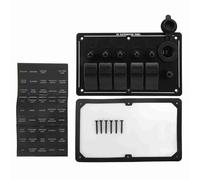 Panel de interruptor basculante de 5 bandas, indicador LED rojo de aluminio, panel de interruptor de palanca ON OFF para coche, camión, RV, yate, UTV, vehículo marino, 12 V, 24 V