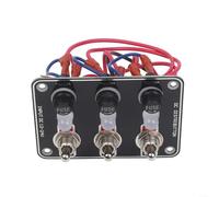 Panel de interruptor basculante de metal de 3 compartimentos con luz LED indicadora, caja de fusibles e interruptor de protección, IP66 resistente al agua, para coche, camión, barco, 12-24 V, para