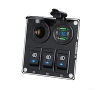 Panel de interruptor basculante LED de 3 bandas con puertos de carga rápida USB duales para coche, camión y barco uso en circuito eléctrico (luz azul)