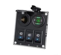 Panel de interruptor basculante LED de 3 bandas con puertos de carga rápida USB duales para coche, camión y barco uso en circuito eléctrico (luz verde)