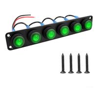 Panel de interruptor basculante LED de 6 posiciones, 12 V, 20 A, impermeable, grado marino con placa frontal de aleación de aluminio, botón iluminado para barco, caravana, coche, camión, vehículo