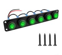 Panel de interruptor basculante LED de 6 posiciones para KHIronHive 12 V 20 A, botón de aleación de aluminio impermeable con indicador LED, construcción de ABS para barco, coche, caravana, al aire