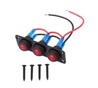 Panel de interruptor basculante LED redondo de 3 posiciones de 20 A, 12 V-24 V, para coche, barco, marino, RV, UTV para ATV, rojo
