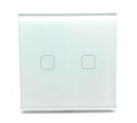 Panel de Interruptor Doble de Pared Táctil Moderno con Enchufe y Puerto USB y USB-C WiFi, Color Blanco (Dos Interruptores WiFi)
