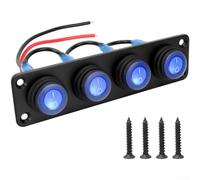 Panel de interruptores, 12 V, 1-6 bandas, LED, barco, RV, coche, impermeable, IP67, panel de interruptor electrónico para botón de palanca de vehículo (4 azules)