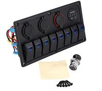 Panel de Interruptores, 12V 24V 8 Gang Rocker Switch Panel Protección contra Sobrecarga Universal para Vehículos, Yates, Barcos, Caravanas, Autobuses, Automóviles