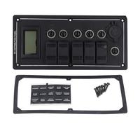 Panel de interruptores 5 Gang Rocker, panel de interruptores impermeable de 12 V con protector contra sobrecarga, voltímetro y toma de corriente para uso marino en barcos, yates y