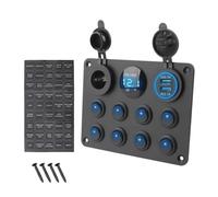 Panel de interruptores basculantes de 5 y 8 botones con control USB for coche, camión, barco, caravana, ATV, UTV, caravana, disyuntor(8 Gang Blue)