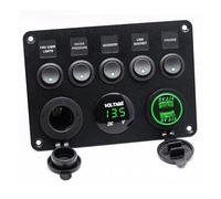 Panel de interruptores basculantes de 5 y 8 botones con control USB for coche, camión, barco, caravana, ATV, UTV, caravana, disyuntor(5 Gang Green)