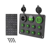 Panel de interruptores basculantes de 5 y 8 botones con control USB for coche, camión, barco, caravana, ATV, UTV, caravana, disyuntor(8 Gang Green)