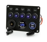 Panel de interruptores basculantes de 5 y 8 botones con control USB for coche, camión, barco, caravana, ATV, UTV, caravana, disyuntor(5 Gang Blue)