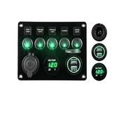 Panel de interruptores basculantes de 8 posiciones for barco, coche, marino, 12 V, 24 V, impermeable, encendido y apagado, 5 pines, 12 V, LED, con juego de pegatinas(Yellow)
