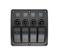 Panel de interruptores basculantes LED universal de 4 posiciones, interruptor de palanca for coche, CC 12/24 V, for coche, barco, yate, caravana, camión, remolque(Green 4 Gang)