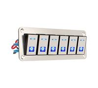 Panel de Interruptores Basculantes, Panel de Interruptores Basculantes de 6 Marchas Panel de Interruptores Marinos 12 V 24 V LED Azul Impermeable SPST Encendido Y Apagado