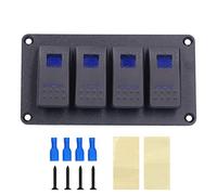 Panel de interruptores de 4 gang con retroiluminación LED y protección contra sobrecalentamiento, interruptor de palanca impermeable de 5 pines para sistemas eléctricos de (A (azul))