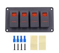 Panel de interruptores de 4 gang con retroiluminación LED y protección contra sobrecalentamiento, interruptor de palanca impermeable de 5 pines para sistemas eléctricos de (C(naranja))
