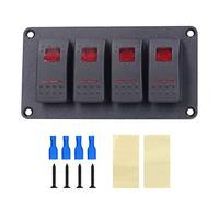 Panel de interruptores de 4 gang con retroiluminación LED y protección contra sobrecalentamiento, interruptor de circuito a prueba de agua de 5 pines para vehículos, barcos y yates (B (rojo))