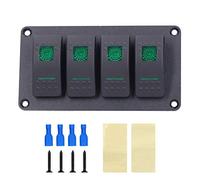 Panel de interruptores de 4 gang con retroiluminación LED y protección contra sobrecalentamiento, interruptor de palanca impermeable de 5 pines para sistemas eléctricos de (D (verde))