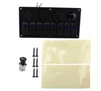 Panel de Interruptores de 8 Gang con Luz LED, Panel de Interruptores de Balancín IP65 Impermeable para Barcos Coches Motocicletas, DC12-24V con Protección contra Sobrecarga