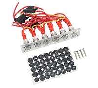 Panel de Interruptores de Barco Marino Aramox, Panel de Interruptor de Botón de 6 Bandas Precableado con Luces LED Azules para de 12V de Coche RV Yacht