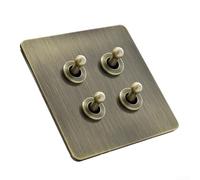 Panel de interruptores de bronce verde tipo 86, placa frontal de metal cepillado de 1 a 4 bandas, control dual para diseño interior moderno (4 bandas)