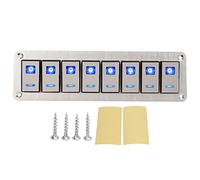 Panel de interruptores de palanca de 8 posiciones, interruptor de encendido y apagado de palanca de 12-24 V con doble luz LED azul, panel de control de metal y PC de 5 pines para