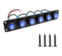 Panel de interruptores LED de 12 V, 1-6 bandas, barco, caravana, coche, para botón de palanca IP67, consola de control de tablero de instrumentos de aluminio impermeable, azul (6 azules)