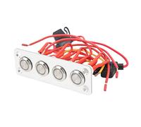 Panel de interruptores para barcos marinos, Panel de interruptores de 4 bandas, luz azul DC 12V 16A, interruptor de botón de acero inoxidable para barcos RV