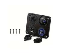 Panel de Interruptores Universal 4 en 1 para Coche, Yate, Encendedor de Cigarrillos + Cargador USB Doble de 12 V-24 V para Coche, , Caravana,