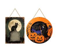Panel de madera Halloween 2 piezas de madera truco oro Treat