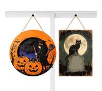 Panel de madera Halloween 2 piezas suspensión madera truco oro Treat