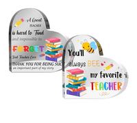 Panel de maestro de acrílico, decoración de oficina de corazón maestro acrílico en 2 partes - Decoraciones de mesa inspiradoras para despedidas de Navidad graduadas y retiro