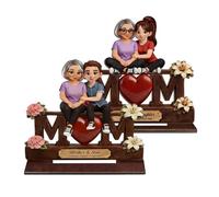Panel de mesa para el día de la madre | Centro de mesa de madera para mamá e hijo | Decoración del día de la madre con un diseño de corazón, para casa, oficina, estante de chimenea interior