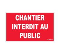 Panel de obra en francés "chantier interdit au public-Dim mm.330 x 200