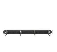 Panel de organización de cables con estribos de acero y tira de cepillo para armarios de 482,6 mm (19"), 1UA, Guía para cable negro, 6 mm (19"), 1UA, Panel de gestión de cables, Negro, Acero, 1U, Oval