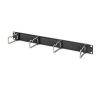 Digitus Panel de gestión de cables 1U con tira de cepillo 4 soportes 40 x 75 mm 19 pulgadas Negro