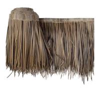 Panel de paja Tiki ignífugo para barras Tiki, cabañas, vallas de jardín, decoraciones de fiesta, 0,5 x 7 m, techo de paja marrón y gris