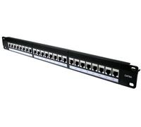Panel De Parche Keystone Blindado Cat6A De 24 Puertos 1U